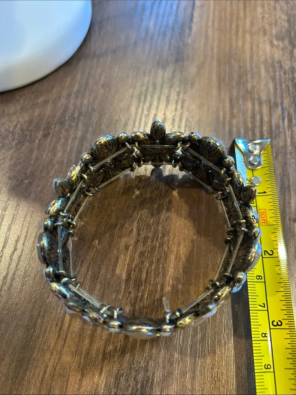 Crystal and Cream Statement Stretch Bracelet - Women's Accessory